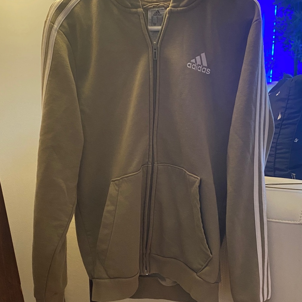 Adidas Men's Khaki Zip Up Sweater